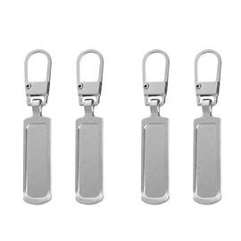 4Pcs Spare Zipper Pulls, Metal Removable Rectangle Zipper puller replacement for Down Jacket, Bag and Shoe Repair(Silver)