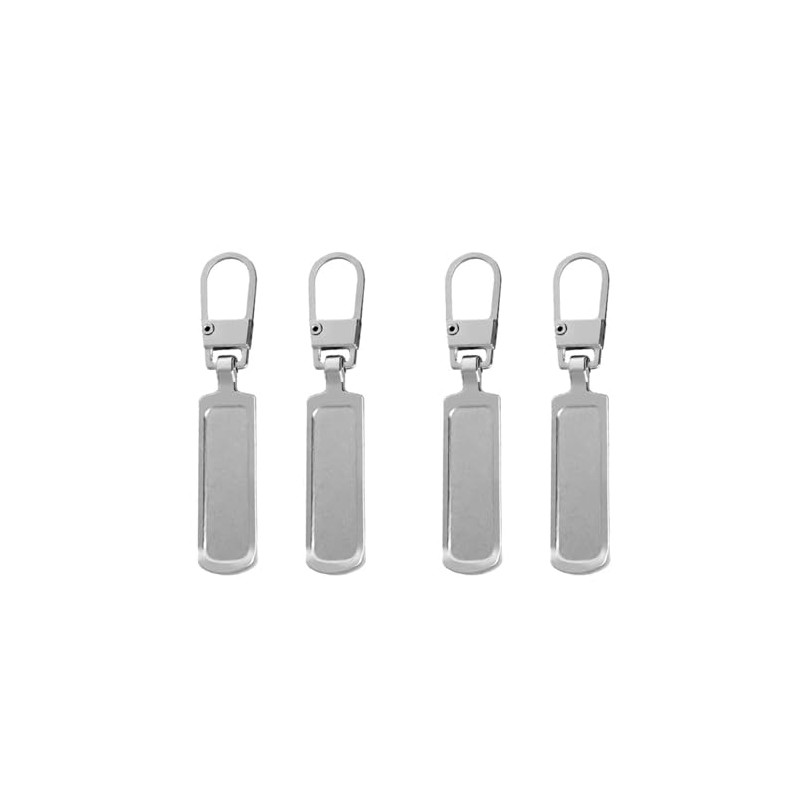 4Pcs Spare Zipper Pulls, Metal Removable Rectangle Zipper puller replacement