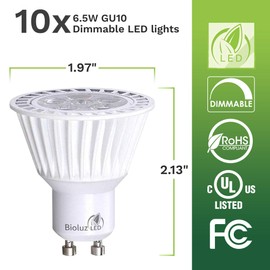 Bioluz LED 10 Pack Commercial Grade GU10 LED Bulbs Dimmable 3000K 50W Halogen Replacement 120v UL Listed (Pack of 10)