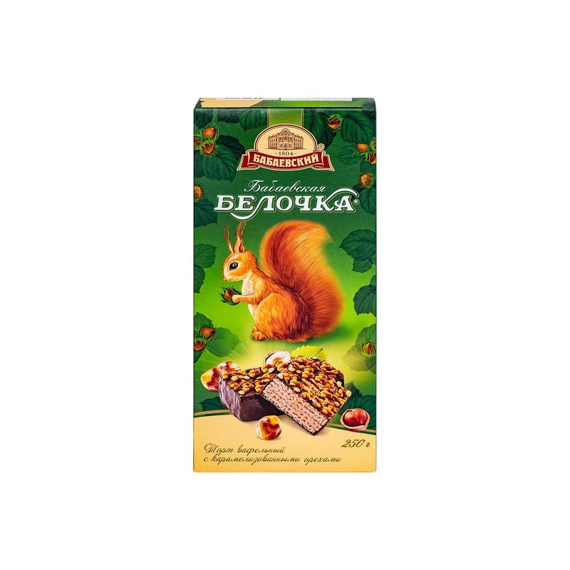 Babayevskaya Belochka Squirrel Waffle Cake with Caramelized Nuts 250g /