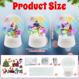 6 Set Christmas Glitter Snow Globe DIY Craft Kits, Clear Plastic Snow Globe Jar Winter Holiday Arts and Crafts Kit for Christmas Winter Xmas Family Friends Thanksgiving Gifts Tabletop Display6