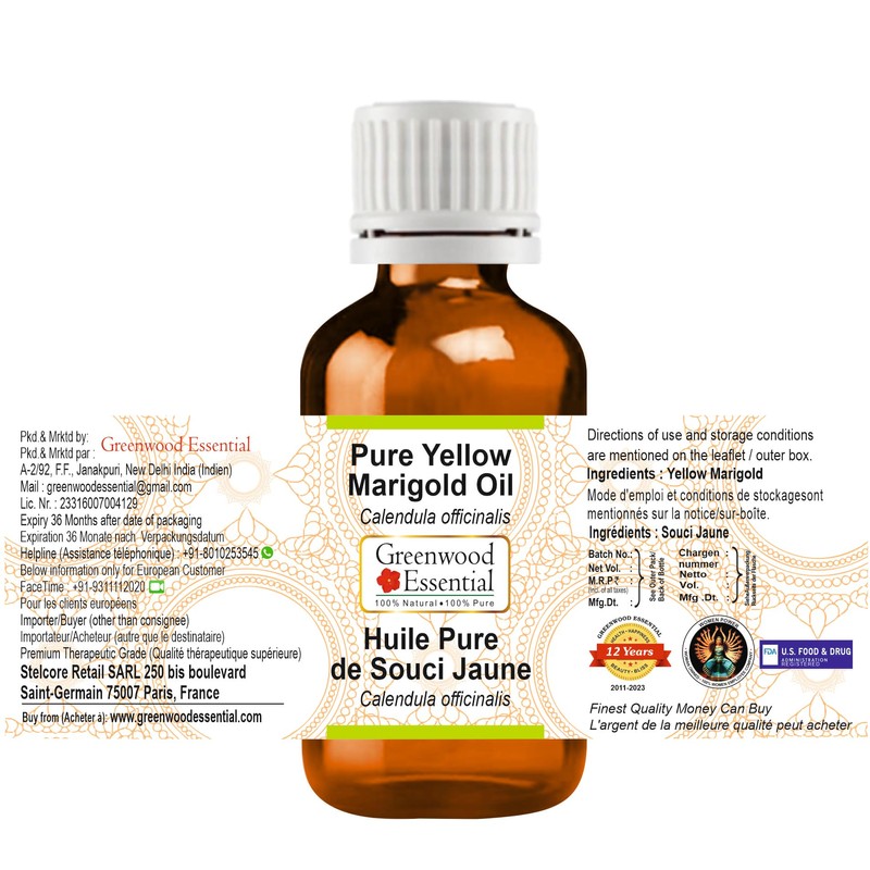 Greenwood Essential Pure Yellow Marigold Oil (Calendula Officinalis) Natural Therapeutic