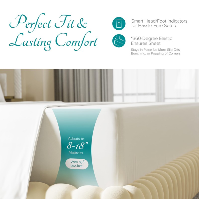 Carressa Linen 100% Egyptian Cotton Queen Fitted Sheet - 800