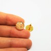 Stud Earrings Gold Round 10 mm Cork with Gold Inserts
