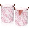 CroBlissful 2 Pcs Pink Floral Laundry Basket Coquette Storage Basket