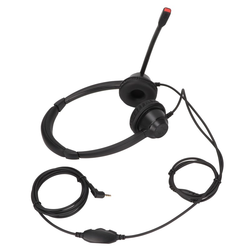 2.5mm Business Headset Binaural Corded Headset with HD Mic for