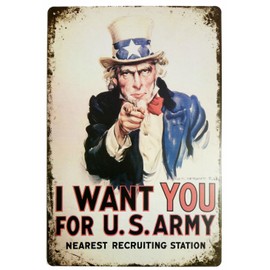 ERLOOD I Want You for U.S. Retro Vintage Decor Metal Tin Sign 12 X8 Inches