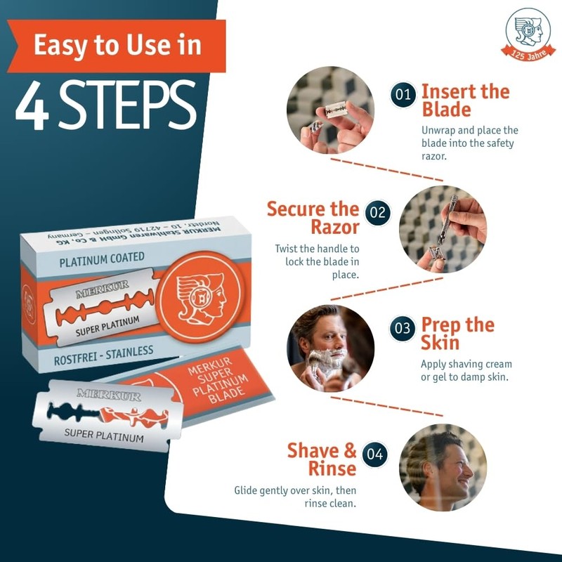 MERKUR SUPER Double Edge Safety Razor Blades, 10 Count (Pack