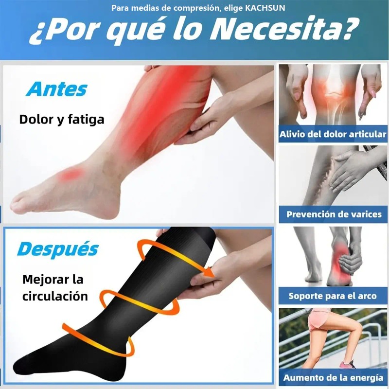 8 Pares Calcetas Compresión U Alivia Varices Y Circulación