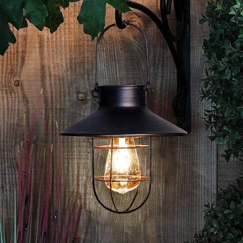 Outdoor Solar Hanging Lanterns Vintage Solar Garden Light with Warm