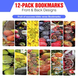 NewEights Fruit of Success Bible Verse Bookmarks (2-Sets X 6 Cards) – Daily Motivational Card Set – Collection Set Book Page Clippers – Ideal for Church Events