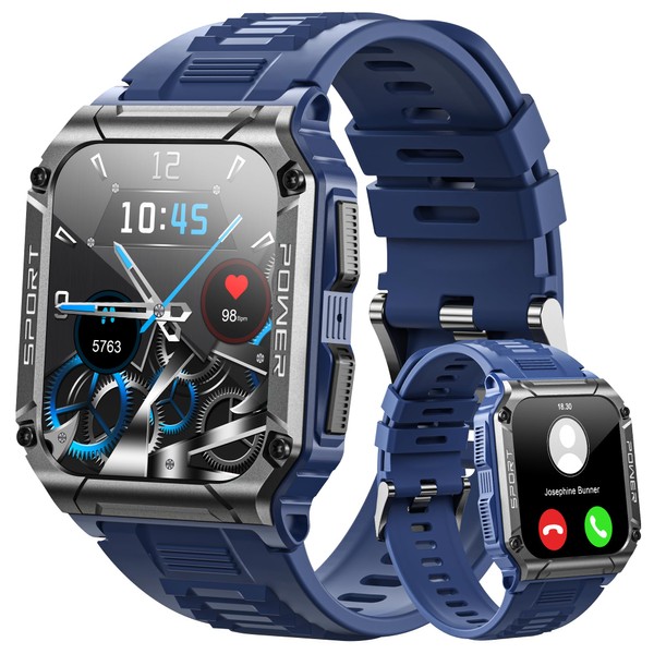 Hohosb Sport Smart Watch for Men Women Answer/Make Calls, Fitness Tracker 1.95" Touch Screen Heart Rate Sleep Monitor,IP68 Waterproof Fitness Smartwatches Compatible with Android IOS-Blue