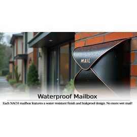 NACH Black Mailbox Wall Mount, 12.5 x 5 x 10 inch Wall Mount Mailboxes for Outside, Waterproof Mailboxes for Outside - Envelope Mailbox