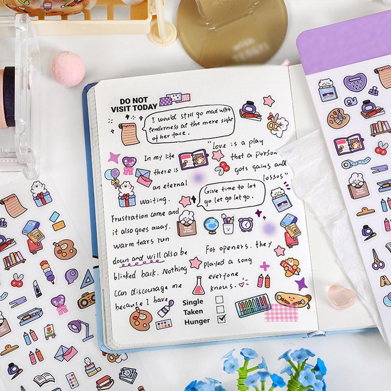 Lemsoda Diary Stickers, Set of 4, Cute, Stylish, Daily Accessories,