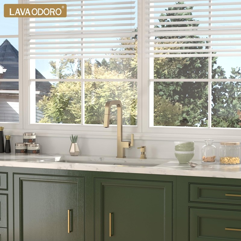 Champagne Gold Soap Dispenser for Kitchen Sink, Lava Odoro Built