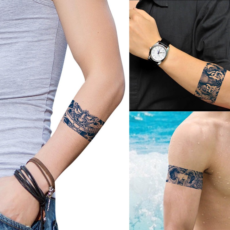 6 Sheets Temporary Bracelet Tattoo Japan Tattoo Oni Mask Tattoo