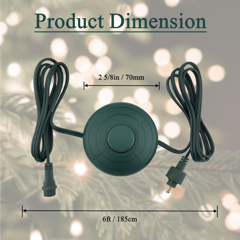 Power Cord 6Ft with On/Off Foot Switch for Christmas Tree