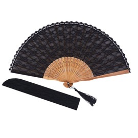 Amajiji Chinese/Japanese Vintage Retro Style Bamboo Wood Silk Folding Hand Fan for Women HBSY (23cm) (006)