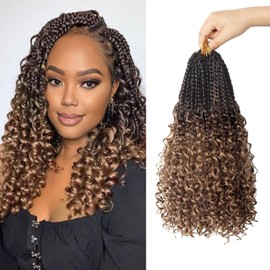 Goddess Box Braids Crochet Hair 1B 12 Inch Boho Crochet Box Braids, Pre Looped Crochet Braids Hair for Black Women Boho 3X Crochet Boho Crochet Braids(12 Inch (Pack of 8), 4-30)