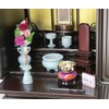 Buddhist Altar Set, Celadon Plain Ceramic, 5 Pieces + Singing