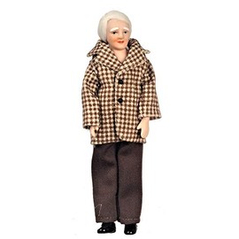 Aztec Imports, Inc. Dollhouse Miniature Doll Grandfather, Modern Outfit, Porcelain #G7674