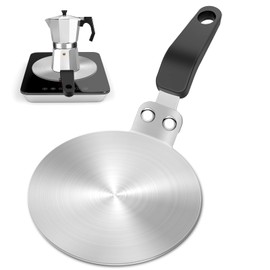 DITOSH 5.1in Induction Cooker Adapter Plate Stainless Steel Heat Sink for Aluminum Moka Pot Coffee Maker for Home and Camping 13cm