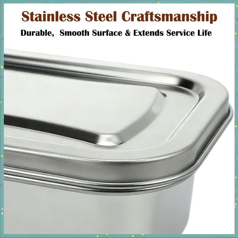 Stainless Steel Ice Cream Containers with Airtight Lids,1.2 Quarts
