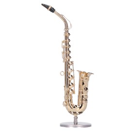 Miniature Copper Saxophone Model with Stand Mini Musical Instrument Ornaments Gifts