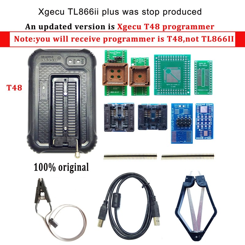 Xgecu TL866II Plus Upgraded Xgecu T48 Programmer 8 Adapters USB