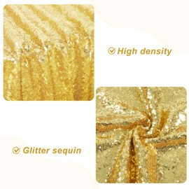 PartyDelight 6ft Gold Sequin Table Skirt for Round/Rectangle/Square Table for Birthday Party Wedding Christmas.