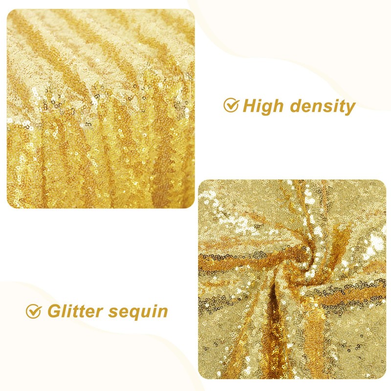 PartyDelight 6ft Gold Sequin Table Skirt for Round/Rectangle/Square Table for