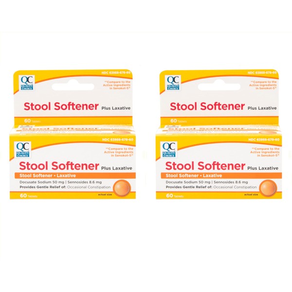 Quality Choice Stool Softener Plus Laxative, 60 Tablets (Pack of 2)