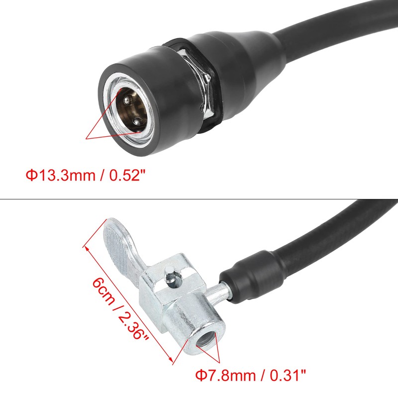 X AUTOHAUX 100cm Tire Chuck Inflator Pump Hose Adapter Valve
