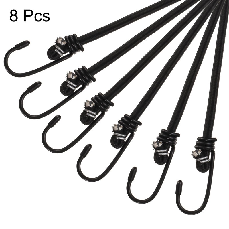 HARFINGTON 8Pcs Bungee Cord with Hooks 24" Rubber Bungee Cords