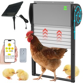 Automatic Chicken Coop Door Solar Powered, Automatic Coop Door with APP Controlled,WiFi Enabled & Light Sensor, 5 Modes Aluminum Alloy Auto Chicken Door with Anti-Pinch,Weatherproof&Remote Control