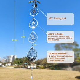 Bird Deterrents for Outside, 12 PCS Woodpecker Deterrent for House, 3D Reflectors Wind Spinners for Indoor Outdoor Garden Decor, Scare Birds Away from Patio Yard Farm