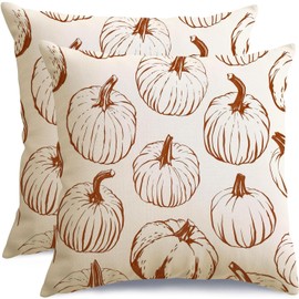 RABUSOFA Fall Pillow Covers 20x20 inch Set of 2 Fall Decorations Orange Lines Pumpkin Decor White Autumn Cushion Covers Outdoor Thanksgiving Decoration for Home Couch