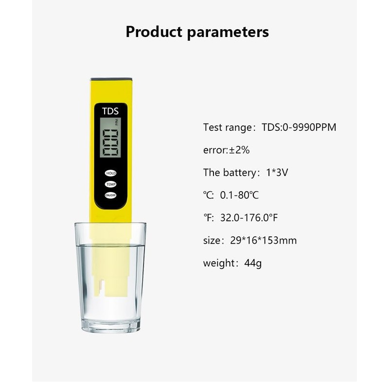 TDS Meter Digital Water Tester - High Accuracy ±2% -