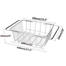 kaileyouxiangongsi Stainless Steel Sink Strainer Drain, Telescopic Drain Basket with Adjustable Armrest, Kitchen Rack Drain Basket, Over The Sink Dish Drying Rack,Deep and Large- Rustproof
