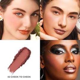 Oulac Polvo de maquillaje de rubor marrón ciruela, mezcla de rubor en crema de color rico, piel bronceada mate natural, vegano y libre de crueldad, 02 de mejilla a mejilla, 0.17 oz