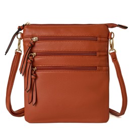 Woodland Leathers Bags For Women Faux Leather Crossbody Bag - Stylish And Versatile Cross Body Bag Women With Multiple Messenger Pockets And Gold-tone Hardware (Orange, 23x26 cm (9"x10.2"))