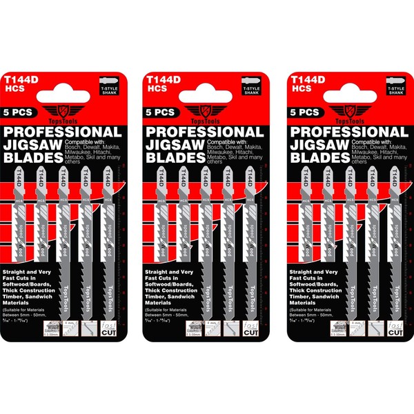 15 x TopsTools T144D Straight and Fast Cuts Carbon Steel
