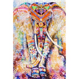 najiaxiaowu Jigsaw Puzzles 1000 Pieces Adults Puzzles Children Puzzles Colored Elephant DIY Wooden Puzzle Modern Home Decor Wall Art Unique Gift 75x50 cm