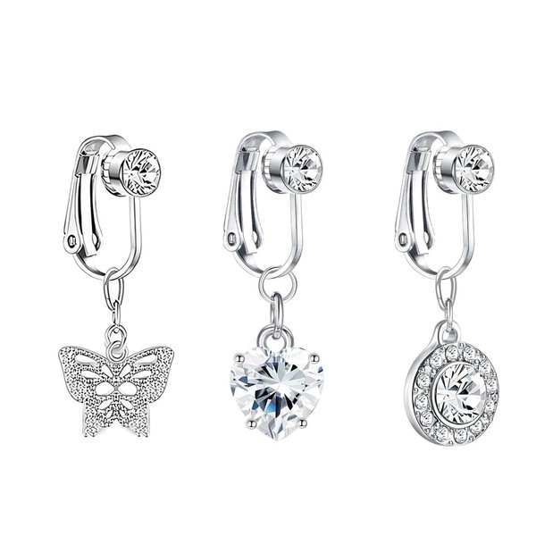 FDCGAS Fake Belly Button Piercing - 3 Pieces Fake Belly