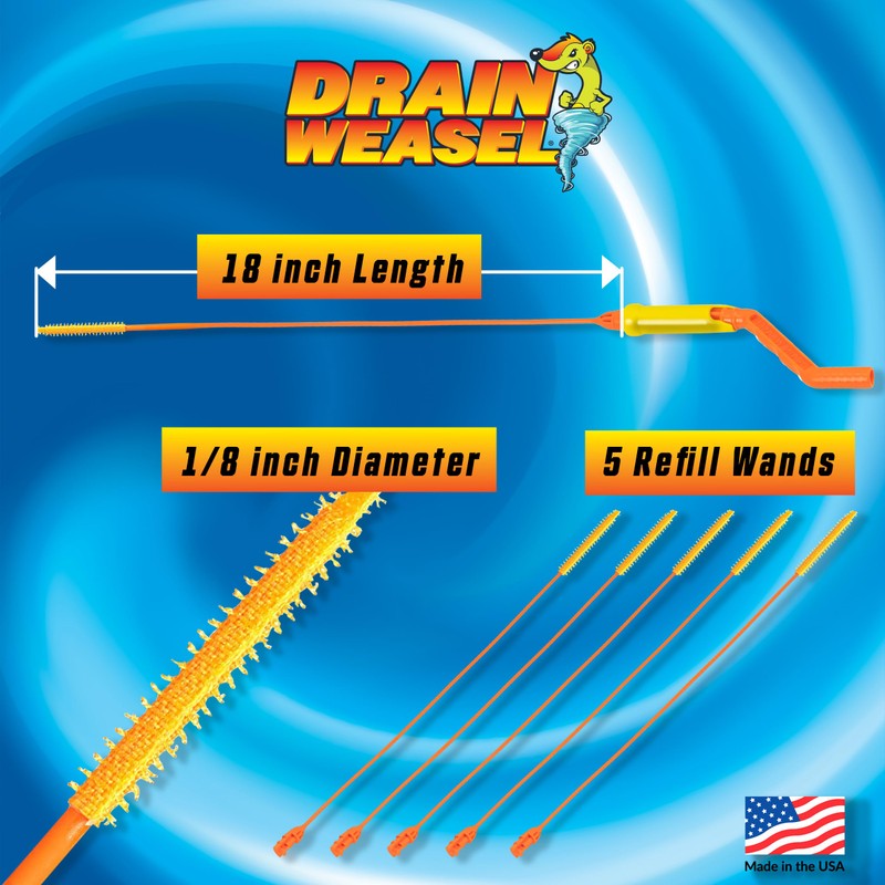 FlexiSnake Drain Weasel Sink Snake Hair Clog Remover Tool, Pipe,