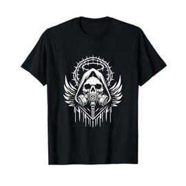 Skull in a Gas Mask Fallen Angel Gothic Emo Aesthetic T-Shirt