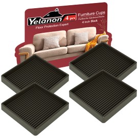 Yelanon Furniture Coasters,4 Pcs 4” Furniture Caster Cups - Non Slip Pads Hardwood Floors - Non Skid Furniture Grippers, Rubber Furniture Feet, Anti Slide Floor Protector for Bed Couch Stoppers
