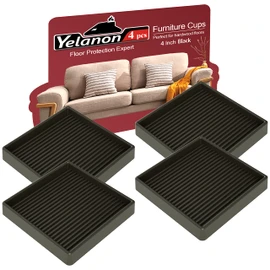Yelanon Furniture Coasters,4 Pcs 4” Furniture Caster Cups - Non Slip Pads Hardwood Floors - Non Skid Furniture Grippers, Rubber Furniture Feet, Anti Slide Floor Protector for Bed Couch Stoppers