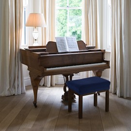 BUYUE Luxury Piano Bench Cover, (20"- 27") L x (11.8"- 15.7") W Stretch Jacquard Washable Rectangle Dressing Stool Slipcover (S, Navy Blue)