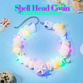 JEAIRTS Light Up Shell Headband Glow Starfish Mermaid Hair Accessories for Women